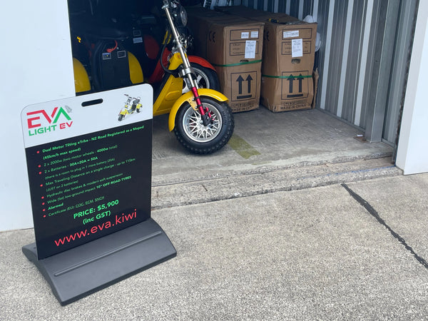 EVa3x2&trade; Dual Motor 4000w Tilting eTrike-Moped on 10" OFF ROAD TYRES - NZ Road Registered